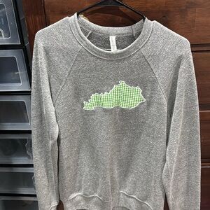 Gray Sweatshirt with Green Gingham State Design